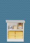 (image for) Small Bathroom Cabinet White & Yellow w/ Accessories