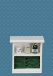 (image for) Small Bathroom Cabinet w/ Accessories - White & Dark Green