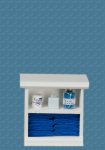 (image for) Small Bathroom Cabinet White & Dark Blue w/ Accessories