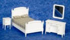 (image for) White Double Bed Bedroom Set - 4pc