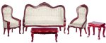 (image for) Mahogany & White Victorian Living Room Set - 5pc