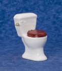 (image for) White Porcelain Toilet w/ Mahogany Lid