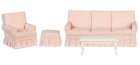 (image for) Living Room Set Pink Print & White - 5pc