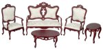 (image for) Fancy Victorian Living Room Set - 5pc - Mahogany