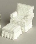 (image for) Solid Pattern White Chair & Ottoman