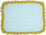 Hand Crochet Baby Blanket White with Yellow (image for) Hand Crochet Baby Blanket White with Yellow