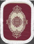 (image for) Fringed Rectangular Woven Turkish Rug - Burgundy Floral