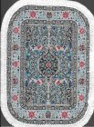 (image for) Fringed Rectangular Woven Turkish Rug - Blue Floral