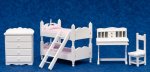 (image for) White Bunk Bed Bedroom Set w/ Pink Linens