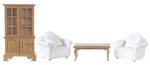 (image for) White & Walnut Living Room Set - 7pc