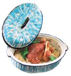 (image for) Chicken & Dressing in a Country Blue Enamel Roaster