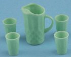 (image for) Pitcher & 4 Glasses - Jadite