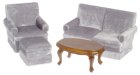 (image for) Modern Gray Plush Living Room Set - 4pc