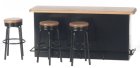 (image for) 1950s Serving Counter & 3 Stools - Black & Oak