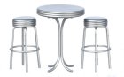 (image for) 1950s Tall Table & Stools - 3pc - Silver