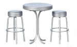 (image for) 1950s Tall Table & Stools - 3pc - Silver