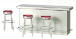 (image for) 1950s Serving Counter & 3 Stools - Red