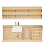 (image for) Kitchen Sink w/ Cabinet & Plate Rack - Golden Oak