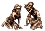 (image for) Boy & Girl Gardener Statue - Gold