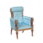 (image for) French Armchair - Walnut - Baby Blue