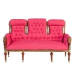 (image for) French Settee - Walnut - Hot Pink