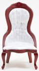 (image for) Victorian Ladys Chair - Mahogany w/ White Brocade Fabric