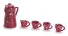 (image for) Red Enamel Coffee Set 6pc