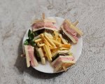 (image for) Club Sandwich & Fries on Plate