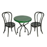 (image for) Green Marble Patio Table & Chairs Set 3pc - Black