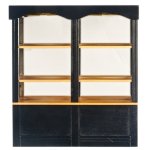 (image for) 1950s Black & Oak Mirrored Hutch