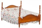 (image for) Walnut Double Bed w/ Assorted Linens