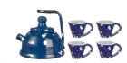 (image for) Tea Set Metal Blue Splatter 5pc