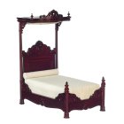 (image for) 1860 Hand Carved Timber Victorian Half Tester Bed - Mahogany