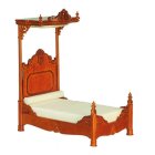 (image for) 1860 Hand Carved Timber Victorian Half Tester Bed - Walnut