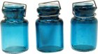 (image for) Blue Glass Canning Jars Large 3pc