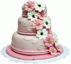 (image for) Pink & White 3 Tier Floral Wedding Cake