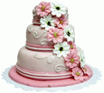 (image for) Pink & White 3 Tier Floral Wedding Cake