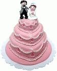 (image for) Pink Heart Staircase 3 Tier Wedding Cake