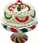 (image for) Christmas Cake on Peppermint Striped Cake Plate