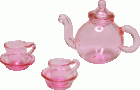 (image for) Glass Teapot Set w/ 2 Cups & Saucers