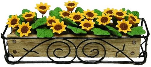 (image for) Sunflowers in Scroll Wrought Iron Window Box