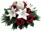 (image for) Red Rose / White Lily Centerpiece with Candle