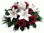 (image for) Red Rose / White Lily Centerpiece with Candle