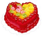 (image for) Heart Cake w/ Fruit & Rose Design