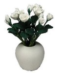 (image for) Ceramic Vase / 12 White Roses (Flowers are Loose)