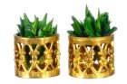 (image for) Small Filigree Pot w/ Green Plants 2pc