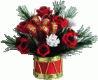 (image for) Red Roses & White Flowers in Drum Vase