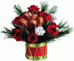 (image for) Red Roses & White Flowers in Drum Vase