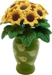 (image for) Sunflower Bouquet in Green Lampwork Vase