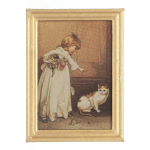 (image for) Framed Painting - girl & her cat